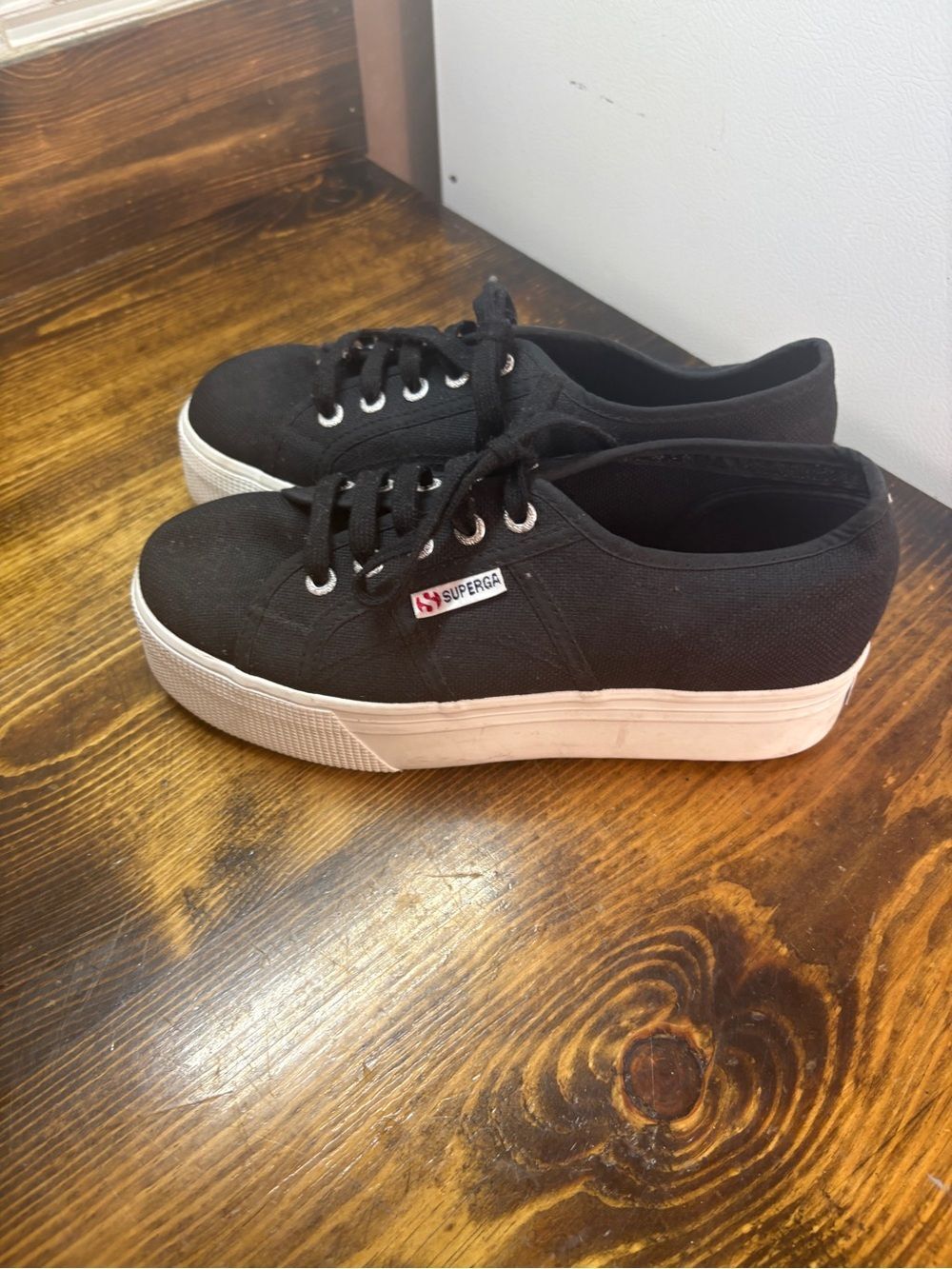 Superga Black Platform Sneakers Women Size 7.5